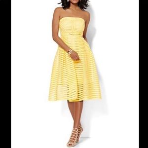 New York & Co Yellow Eyelet Dress